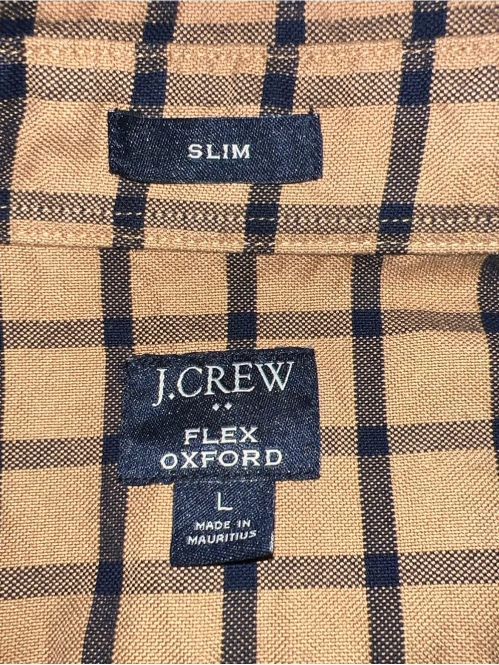 J Crew Flex Oxford Slim Fit casual SSlv Button Up LSleeve Mens LG Cotton Blend G